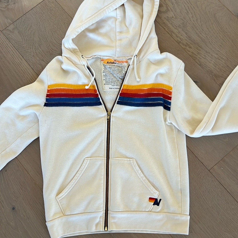 Aviator Nation Zip up vintage white size medium